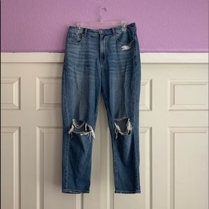 American Eagle Mom Jeans with Rips in Knees